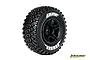 A single Louise SC-Hummer RC short course tyre mounted on a black plastic rim against a white background.