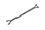 A flat, Y-shaped carbon fibre upper deck brace for an RC car, featuring a woven texture and multiple mounting holes.