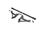 RC Maker carbon fibre split rear vertical body mount set including two carbon plates, two plastic body posts, and two mounting screws.