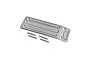 A silver aluminium rear skid plate for an RC car, shown with four matching flat-head screws on a white background.