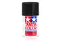 A 100ml can of Tamiya PS-5 Black polycarbonate spray paint for RC car bodies, featuring the Tamiya logo and warning text on a white background.