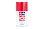 A 100ml can of Tamiya PS-15 Metallic Red polycarbonate spray paint for RC car bodies, featuring the Tamiya logo and safety warnings on a white background.