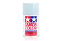 A 100ml can of Tamiya PS-32 Corsa Grey polycarbonate spray paint for RC car bodies, shown against a white background.