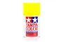 A 100ml can of Tamiya PS-42 Translucent Yellow polycarbonate spray paint, featuring the Tamiya logo and red and blue branding on a white background.