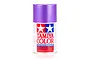 A 100ml can of Tamiya PS-46 Iridescent Purple/Green polycarbonate spray paint with a purple cap against a white background.