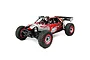 Losi DBXL-E 2.0 1/5 scale 4WD electric RC buggy in red and silver livery with off-road tires and LED light bar.