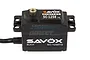 Savox SC-1258TG Black Edition digital servo with titanium gears, featuring a black casing and white branding on a white background.