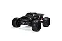 Studio shot of the ARRMA Notorious 6S V5 1/8 scale RC stunt truck in matte black with aggressive off-road tires.
