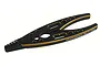 Pitlane Hobbies professional shock pliers and multi-tool in black and gold anodized aluminium, featuring size markings on the jaw.