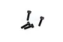 Four black metal cap head screws arranged on a white background.