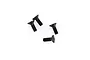 Four black metal countersunk head screws arranged on a white background.
