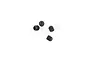 Four small black metal grub screws arranged on a white background.