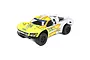 TLR TEN-SCTE 3.0 1/10 scale RC short course truck with a yellow, orange, and white painted body shell on a white background.