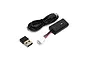 Spektrum 2S LiPo charger with USB-C cable and USB-A to USB-C adapter on a white background.