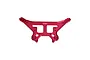 A red anodized aluminium rear shock tower for an RC car by GPM Racing, featuring multiple mounting holes and a central cutout design.