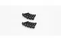 A set of ten black metal button head screws arranged in two rows of five against a white background.