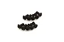 A set of ten black metal button head screws with hex sockets arranged in two rows on a white background.