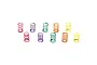 A set of ten small, colourful metal RC shock springs arranged in two rows against a white background.