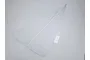 A set of two white triangular RC boat sails laid out on a plain light grey background.