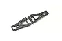 A pair of black plastic RC suspension arms connected by a sprue tree on a white background.