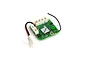 Walkera QR Ladybird receiver circuit board with attached power connector and antenna wire on a white background.
