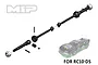 An exploded view diagram of an MIP CVD driveshaft kit for an RC10-DS, showing the metal shaft components, pins, and wheel nut, with a small image of the car.