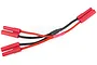 A G-Force 4mm bullet parallel adapter cable with red and black wiring and red connector housings on a white background.