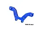 A blue anodized aluminium front shock tower brace by GPM Racing, featuring machined details and the GPM logo, set against a white background.