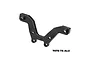 A black GPM Racing aluminium front shock tower brace for RC vehicles, featuring a machined design and 7075-T6 aluminium construction.