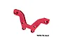 A red anodized aluminium front shock tower brace for RC cars by GPM Racing, featuring machined details and the GPM logo.