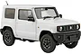 A white 1/24 scale model of a Suzuki Jimny JB64 SUV, showing the front three-quarter view against a white background.