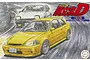 Illustration of a yellow Honda Civic Type R EK9 and a white Toyota AE86 racing on a mountain road, from the Initial D series.