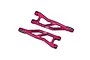 Two red anodized aluminium rear upper suspension arms for RC cars by GPM Racing, featuring a lightweight cut-out design and 7075 alloy markings.