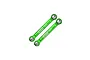 Two green anodized aluminium steering link rods from GPM Racing with silver metal ball ends.