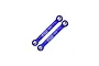 Two blue anodized aluminium steering links from GPM Racing with silver metal pivot ball ends, featuring GPM 7075 branding.