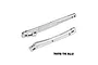 Two silver aluminium RC chassis braces from GPM Racing, featuring machined cutouts and laser-etched branding on a white background.