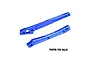 Two blue anodized aluminium chassis braces for RC cars, featuring GPM Racing branding and 7075-T6 aluminium text.