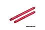 Two red anodized aluminium centre brace bars for RC cars, featuring GPM Racing branding and 7075-T6 aluminium material markings.