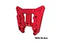 A red anodized aluminium rear shock tower for an RC car by GPM Racing, featuring multiple mounting holes and a machined design.
