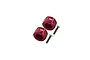 Two red anodized aluminium 7.5mm wheel hex adapters with two matching flat-head screws on a white background.