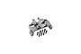 A grey aluminium servo mount for an RC car, shown with five small black mounting screws on a plain white background.
