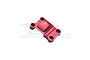 A red anodized aluminium rear gear cover for RC cars by GPM Racing, featuring mounting holes and engraved branding.