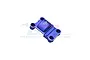 A blue anodized aluminium rear gear cover for an RC car by GPM Racing, featuring engraved branding and material grade.