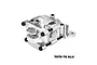 GPM Racing silver aluminium rear upper and lower bulkhead assembly for RC vehicles, showing machined metal parts and black screws.