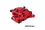A red anodized aluminium rear bulkhead assembly for an RC car by GPM Racing, featuring a 7075-T6 aluminium construction.