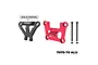 GPM Racing red and black aluminium front bulkhead and bumper mount brace set for RC cars.
