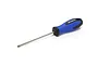 A Tamiya Pro-M #1 Phillips head screwdriver with a blue and black ergonomic handle on a white background.