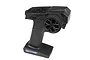 Maverick MTX-400 2.4GHz 4-channel RC transmitter with a black carbon fiber pattern finish, steering wheel, and control dials.