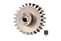 A Traxxas 25T 1Mod metal pinion gear with a small grub screw, isolated on a white background.
