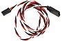 A 750mm twisted extension lead with black, red, and white wires and black Futaba J connectors at each end, shown against a white background.